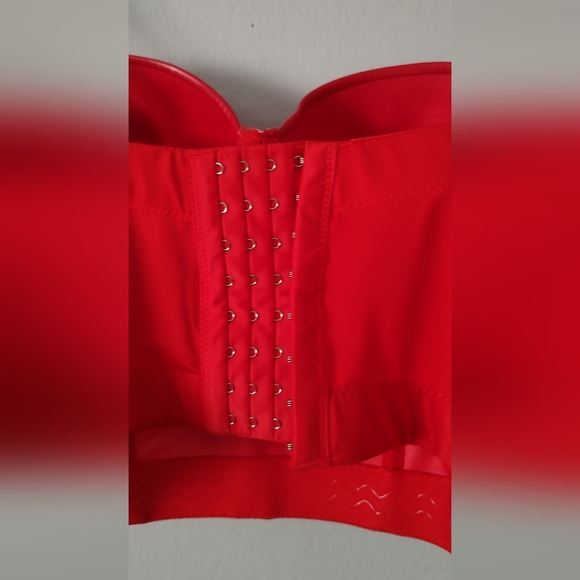 Bustier women faux leather color red style Gothic adjustable straps New L /XL - Picture 10 of 16